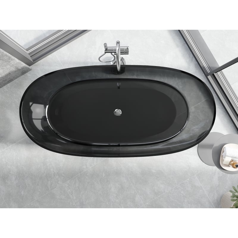 Mexen Pure freistehende transparente Badewanne 170 x 80 cm, schwarz, Ablauf chrom - 58071708013