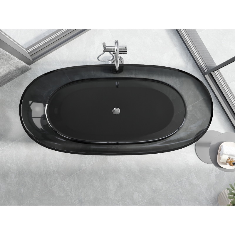Mexen Pure wanna wolnostojąca transparentna 170 x 80 cm, black, korek chrom - 58071708013