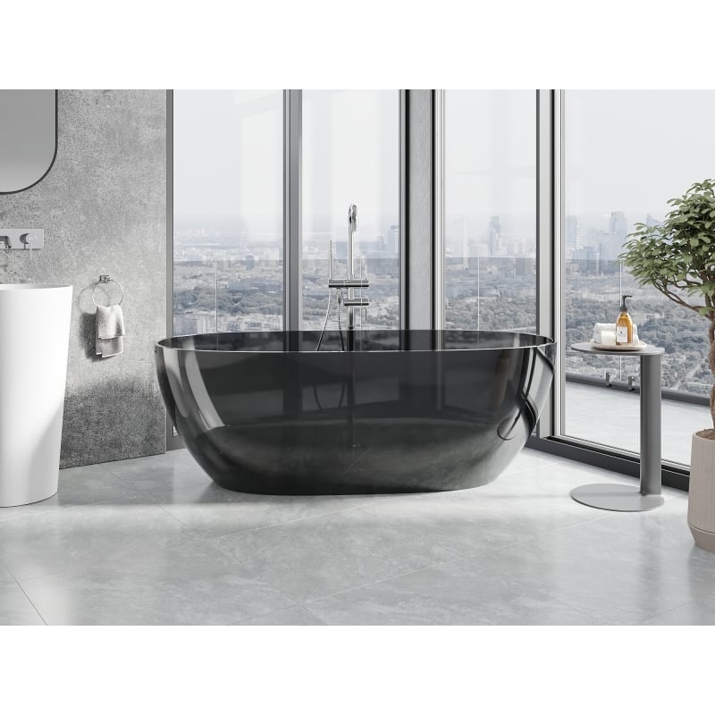 Mexen Pure freistehende transparente Badewanne 170 x 80 cm, schwarz, Ablauf chrom - 58071708013