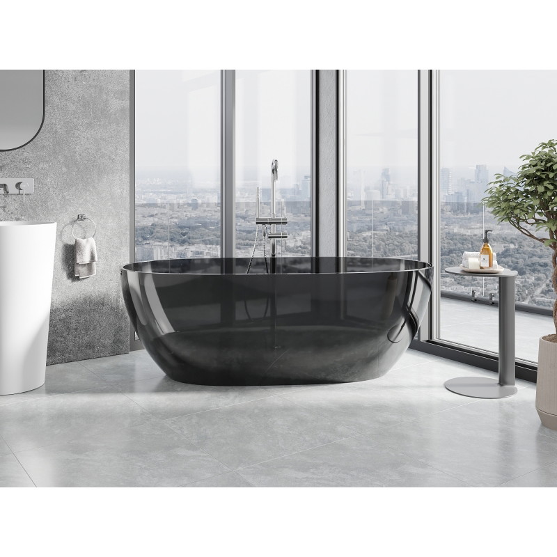 Mexen Pure wanna wolnostojąca transparentna 170 x 80 cm, black, korek chrom - 58071708013