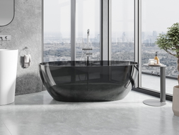 Mexen Pure baignoire autoportante transparente 170 x 80 cm, noir, bonde chromée - 58071708013
