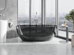 Mexen Pure schwarze freistehende transparente Badewanne 170 x 80 cm, Chromstöpsel - 58071708013