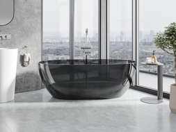 Mexen Pure wanna wolnostojąca transparentna 170 x 80 cm, black, korek chrom - 58071708013