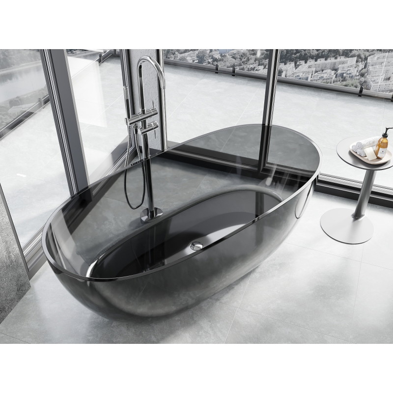 Mexen Pure black wanna wolnostojąca transparentna 170 x 80 cm, korek chrom - 58071708013