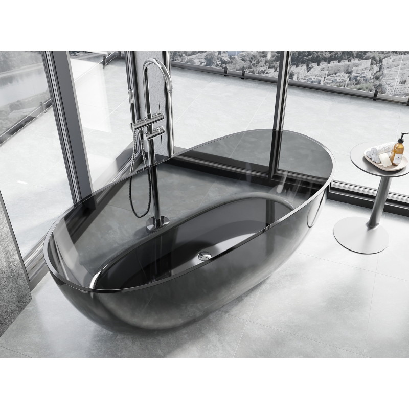 Mexen Pure wanna wolnostojąca transparentna 170 x 80 cm, black, korek chrom - 58071708013