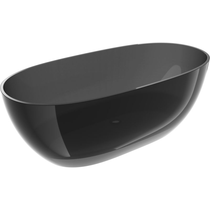 Mexen Pure μαύρη διαφανής ανεξάρτητη μπανιέρα 170 x 80 cm, τάπα χρωμίου - 58071708013