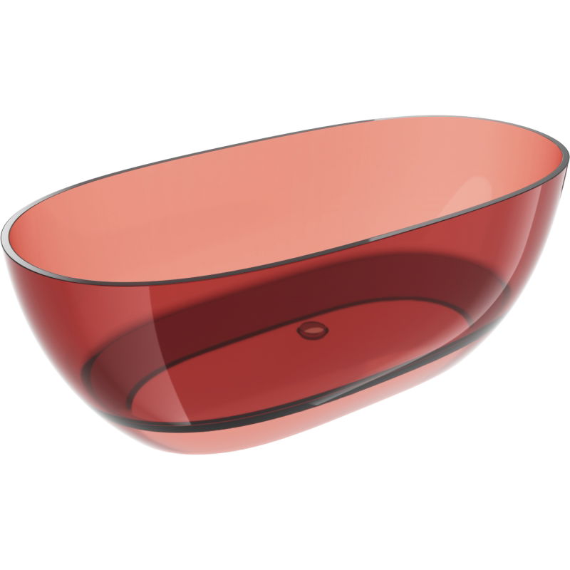 Mexen Pure roze vrijstaande transparante badkuip 170 x 80 cm, chromen afvoer - 58071708014