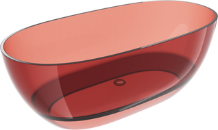 Mexen Pure roze vrijstaande transparante badkuip 170 x 80 cm, chrome afvoer - 58071708014