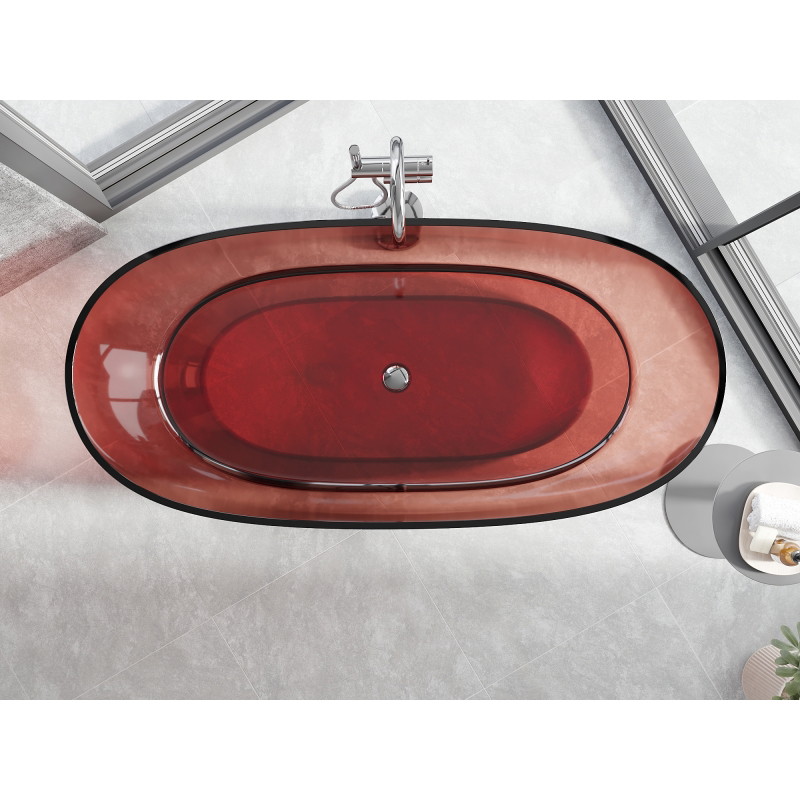 Mexen Pure wanna wolnostojąca transparentna 170 x 80 cm, rose, korek chrom - 58071708014