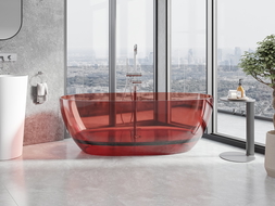 Mexen Pure Rosa freistehende Badewanne transparent 170 x 80 cm, chrom Stöpsel - 58071708014