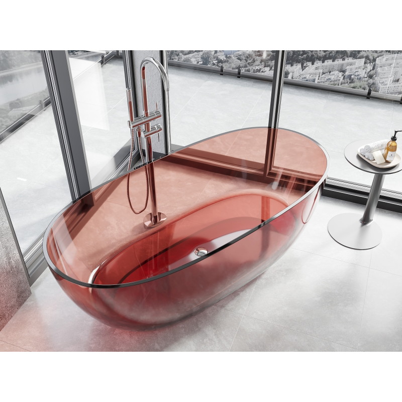 Mexen Pure wanna wolnostojąca transparentna 170 x 80 cm, rose, korek chrom - 58071708014