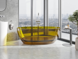 Mexen Pure Honey freistehende transparente Badewanne 170 x 80 cm, Chrom Stöpsel - 58071708015