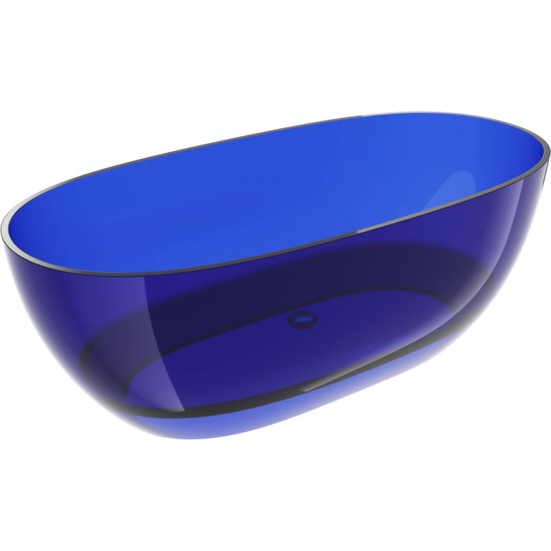Mexen Pure sapphire vrijstaande transparante badkuip 170 x 80 cm, chrom stop - 58071708016
