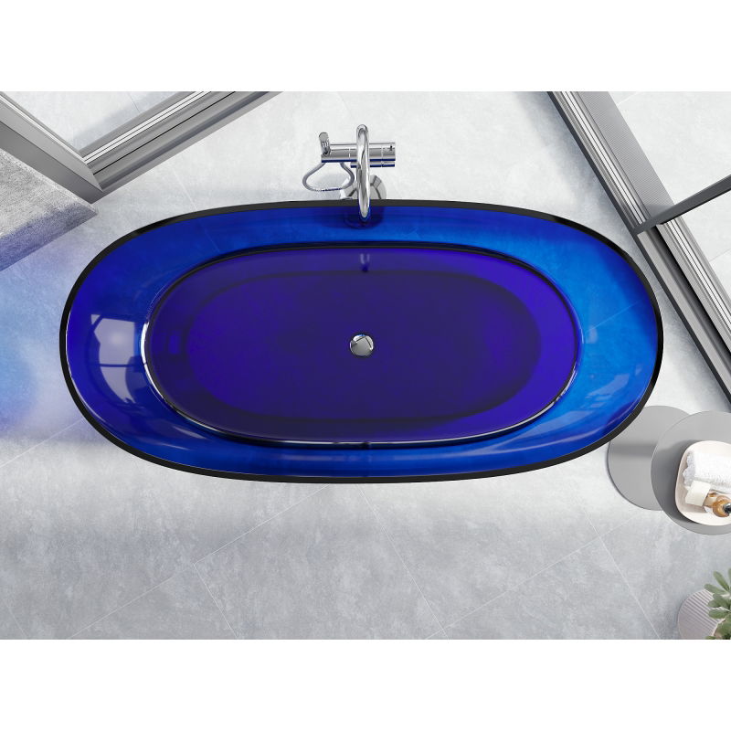 Mexen Pure sapphire vasca da bagno autoportante in vetro trasparente 170 x 80 cm, tappo cromato - 58071708016