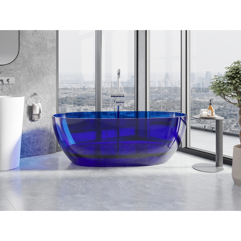 Mexen Pure wanna wolnostojąca transparentna 170 x 80 cm, sapphire, korek chrom - 58071708016