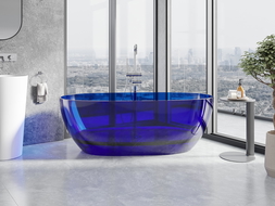 Mexen Pure Sapphire freistehende transparente Badewanne 170 x 80 cm, Chromstöpsel - 58071708016