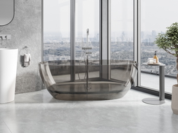 Mexen Pure vasca da bagno freestanding trasparente 170 x 80 cm, bronzo, tappo cromato - 58071708018