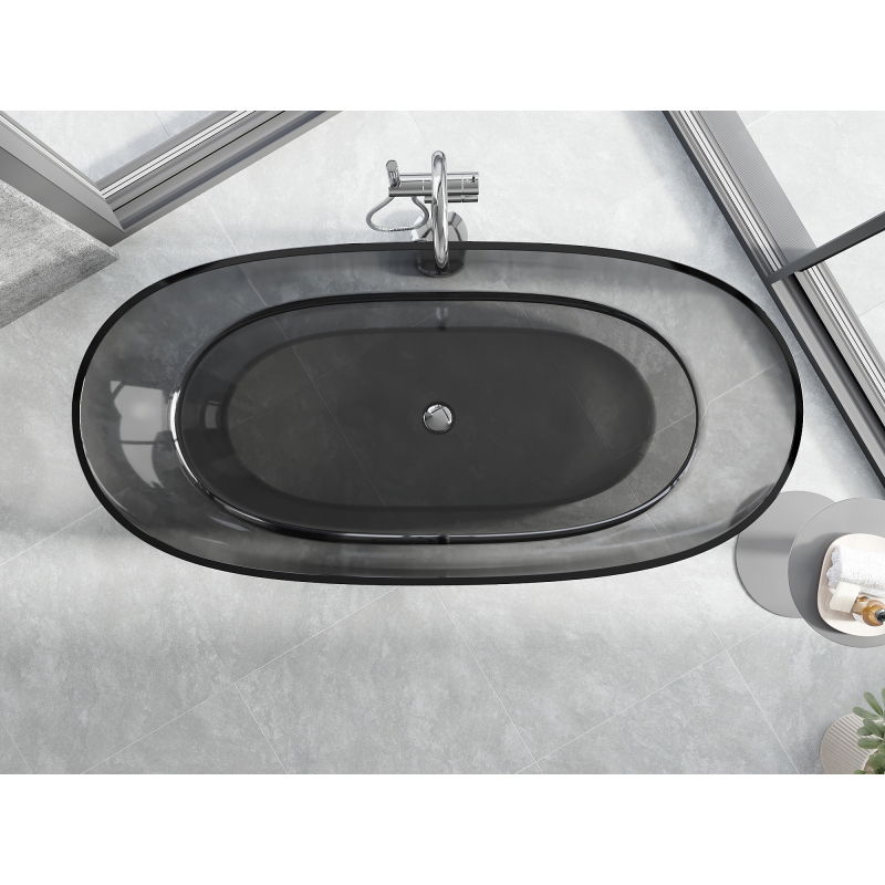 Mexen Pure smoke baignoire autoportante transparente 170 x 80 cm, bouchon chromé - 58071708019