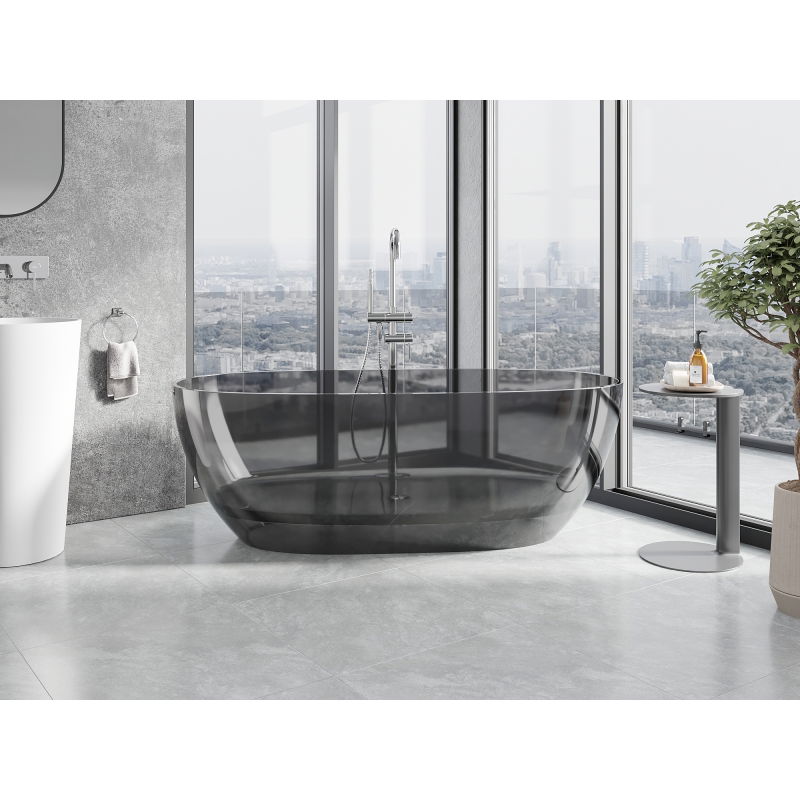 Mexen Pure smoke baignoire autoportante transparente 170 x 80 cm, bouchon chromé - 58071708019