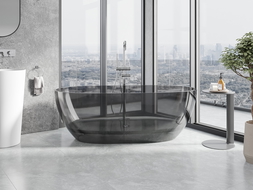 Mexen Pure Smoke freistehende transparente Wanne 170 x 80 cm, Chromstopfen - 58071708019