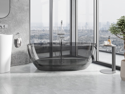 Mexen Pure smoke vrijstaande transparante badkuip 170 x 80 cm, chromen stop - 58071708019