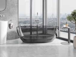 Mexen Pure vrijstaand transparant bad 170 x 80 cm, rook, chromen stop - 58071708019