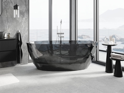 Mexen Orax freistehende transparente Badewanne 170 x 80 cm, schwarz, Ablauf chrom - 58081708013