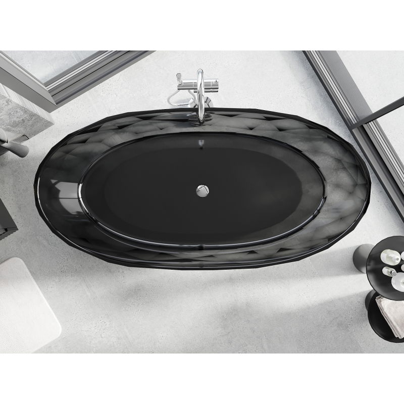 Mexen Orax bañera independiente negra transparente 170 x 80 cm, tapón cromo - 58081708013