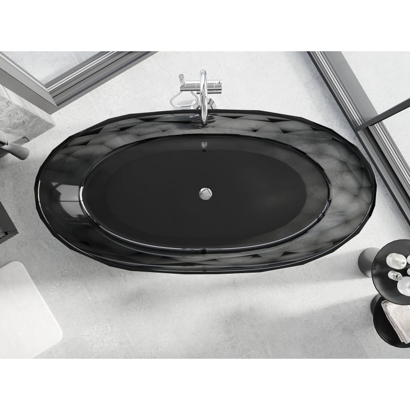 Mexen Orax black freestanding transparent bathtub 170 x 80 cm, chrome plug - 58081708013