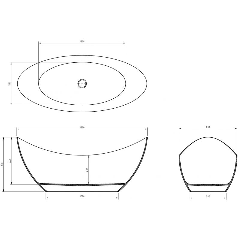 Mexen Vea denim vrijstaande transparante badkuip 180 x 80 cm, chromen stop - 58091808007