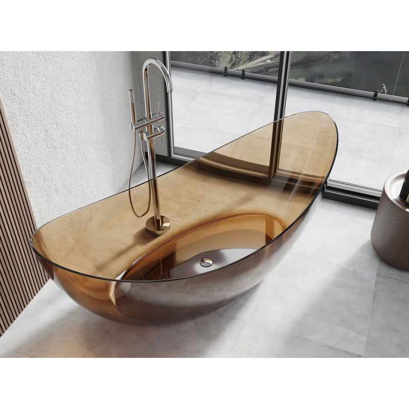 Mexen Vea earth banheira independente transparente 180 x 80 cm, rolha cromada - 58091808005