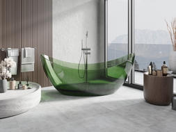 Mexen Vea forest vrijstaande transparante badkuip 180 x 80 cm, forest, chroom stop - 58091808002