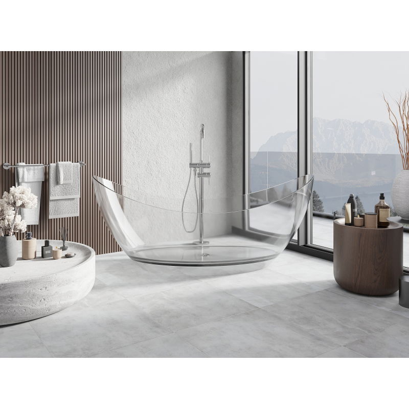 Mexen Vea clear wanna fräi stoend transparent 180 x 80 cm, Chrom Stopp - 58091808008