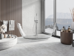Mexen Vea διάφανη ελεύθερη βάση μπανιέρα 180 x 80 cm, διάφανη, χρωμέ βαλβίδα