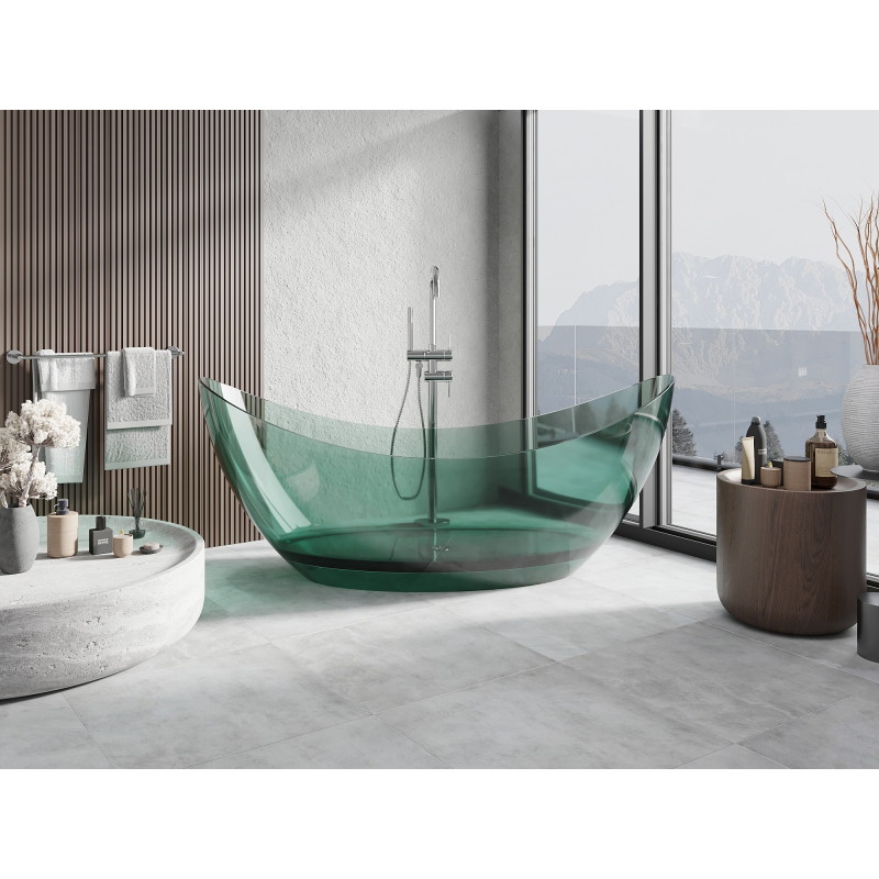 Mexen Vea vasca da bagno autoportante trasparente 180 x 80 cm, teal, tappo cromato - 58091808011