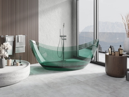 Mexen Vea teal freistehende transparente Badewanne 180 x 80 cm, Chromverschluss - 58091808011