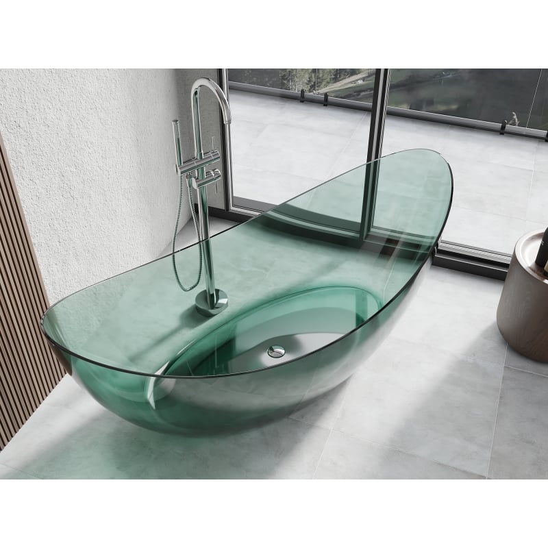 Mexen Vea teal free-standing transparent bathtub 180 x 80 cm, chrome plug - 58091808011
