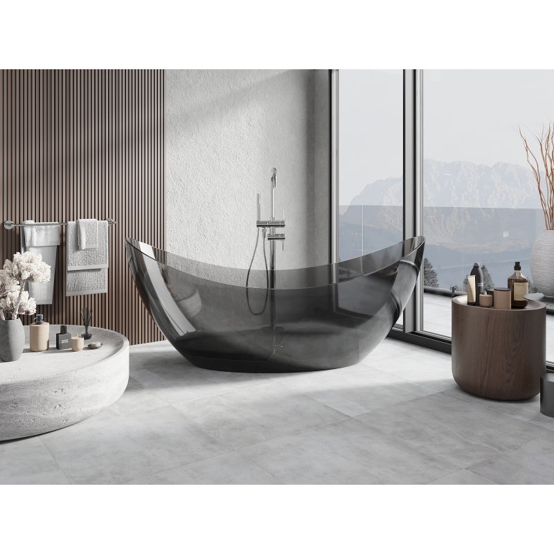 Mexen Vea schwarze freistehende transparente Badewanne 180 x 80 cm, Chrom-Stopfen - 58091808013