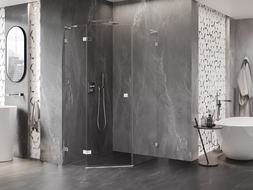 Mexen Lunar L femkantig duschkabin med vänsterdörr 80 x 100 cm, transparent, krom - 831L-080L-100P-01-00-L