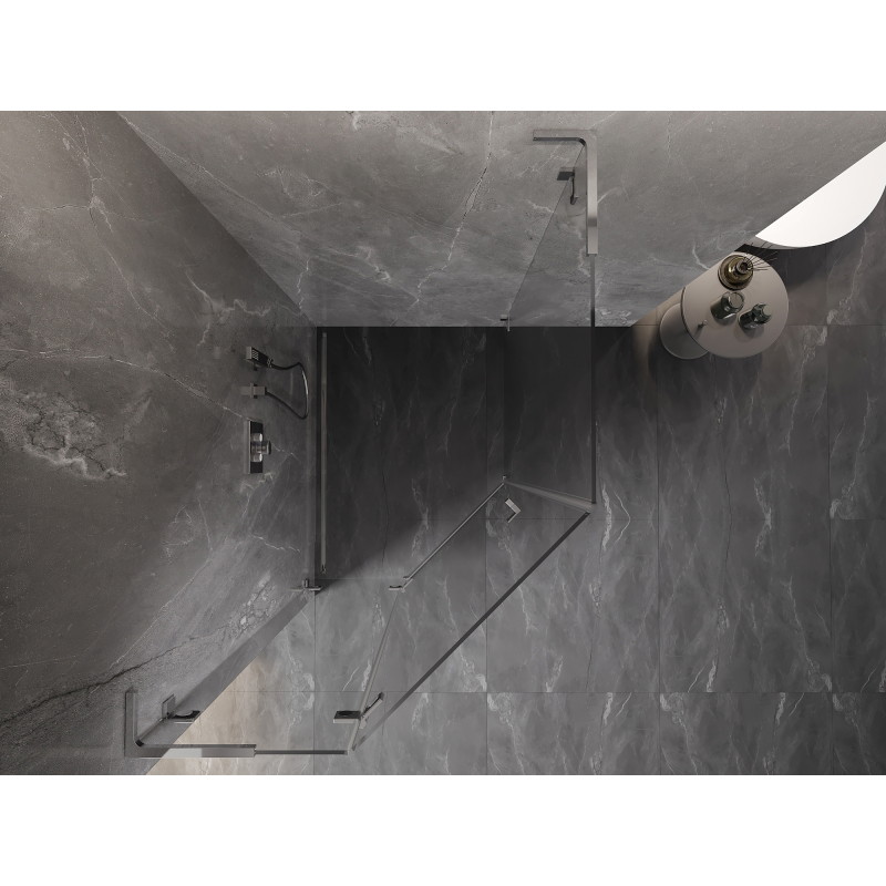 Mexen Lunar L Fünfeckige Duschkabine, schwenkbar links 80 x 100 cm, transparent, Chrom - 831L-080L-100P-01-00-L