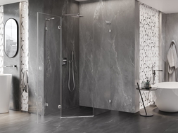 Mexen Lunar L cabine de douche pentagonale pivotante gauche 90 x 100 cm, transparent, chrome - 831L-090L-100P-01-00-L