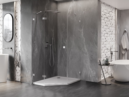 Mexen Lunar cabina doccia pentagonale con apertura sinistra 80 x 90 cm, trasparente, cromo - 831-080L-090P-01-00-L