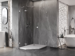 Mexen Lunar cabine de douche pentagonale pivotante gauche 80 x 100 cm, transparent, chrome - 831-080L-100P-01-00-L