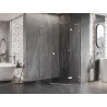 Mexen Lunar L viiekandiline parempoolne hingedega dušinurk 90 x 100 cm, läbipaistev, kroom - 831L-090P-100L-01-00-P