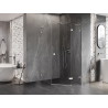 Mexen Lunar L viiekandiline parempoolne hingedega dušinurk 90 x 100 cm, läbipaistev, kroom - 831L-090P-100L-01-00-P