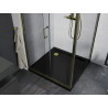 Mexen Apia klizna tuš kabina klizna 90 x 90 cm, prozirna, zlatna + plitica Flat, crna - 840-090-090-50-00-4070G