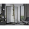 Mexen Apia Duschkabine Schiebetür 90 x 90 cm, transparent, gold + Duschwanne Flat, schwarz - 840-090-090-50-00-4070G
