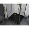 Mexen Apia klizna tuš kabina klizna 90 x 90 cm, prozirna, zlatna + plitica Flat, crna - 840-090-090-50-00-4070G