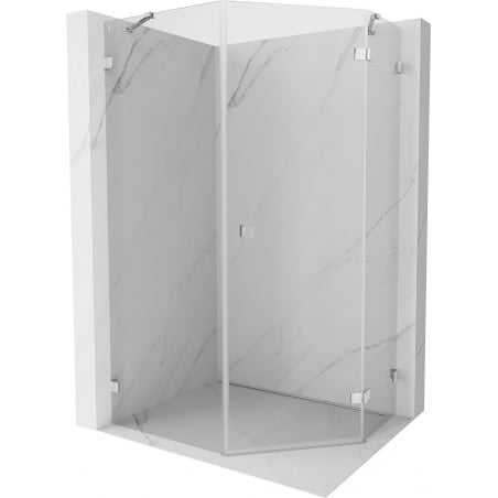 Mexen Lunar cabine de douche pentagonale pivotante droite 80 x 100 cm, transparent, chrome - 831-080P-100L-01-00-P