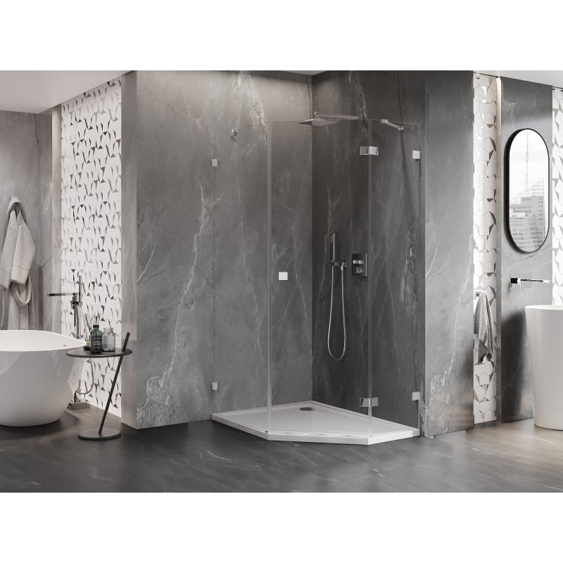 Mexen Lunar Five-Sided Hinged Shower Cabin Right 80 x 100 cm, Transparent, Chrome - 831-080P-100L-01-00-P